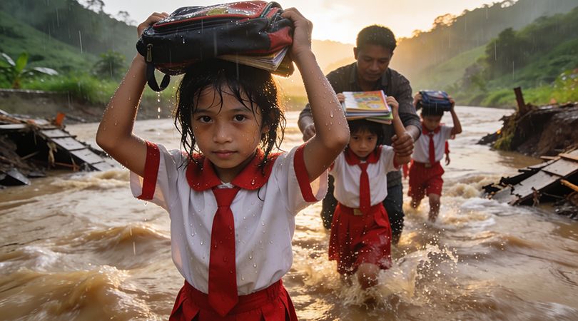 Indonesia Is Digitizing Schools. Some Children Still Swim to Reach Them.