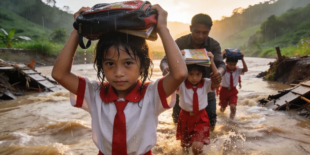 Indonesia Is Digitizing Schools. Some Children Still Swim to Reach Them.